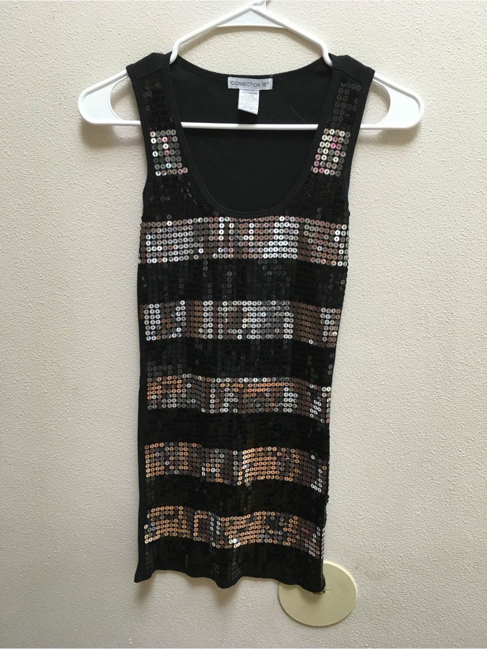 Connection 18 Black Sequin Striped Mini Dress